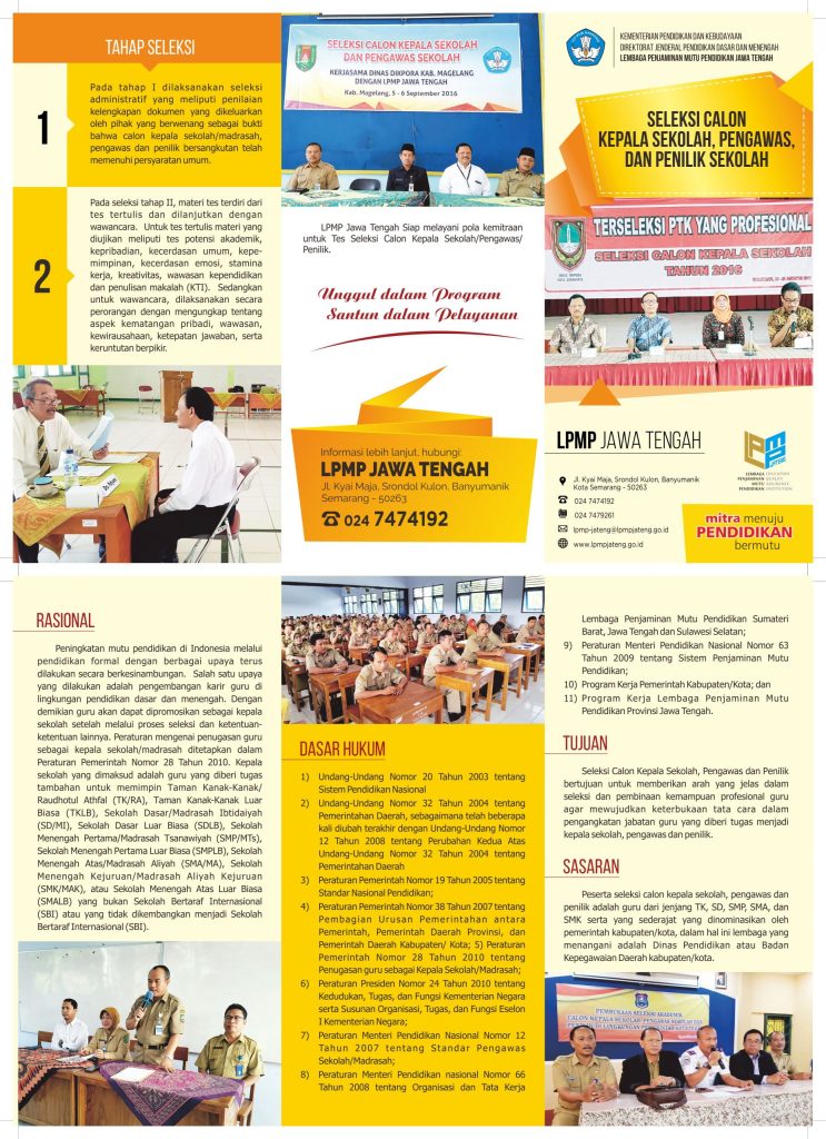 Seleksi Calon Kepala Sekolah, Pengawas & Penilik Sekolah