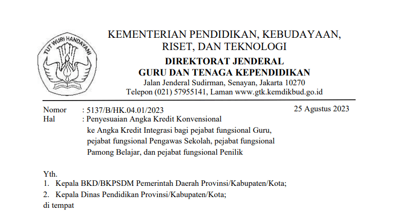 Penyesuaian Angka Kredit Konvensional ke Angka Kredit Integrasi